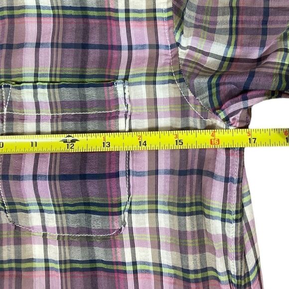 GAP purple plaid 3/4 sleeve button down shirt dress, size xs - Picture 4 of 7